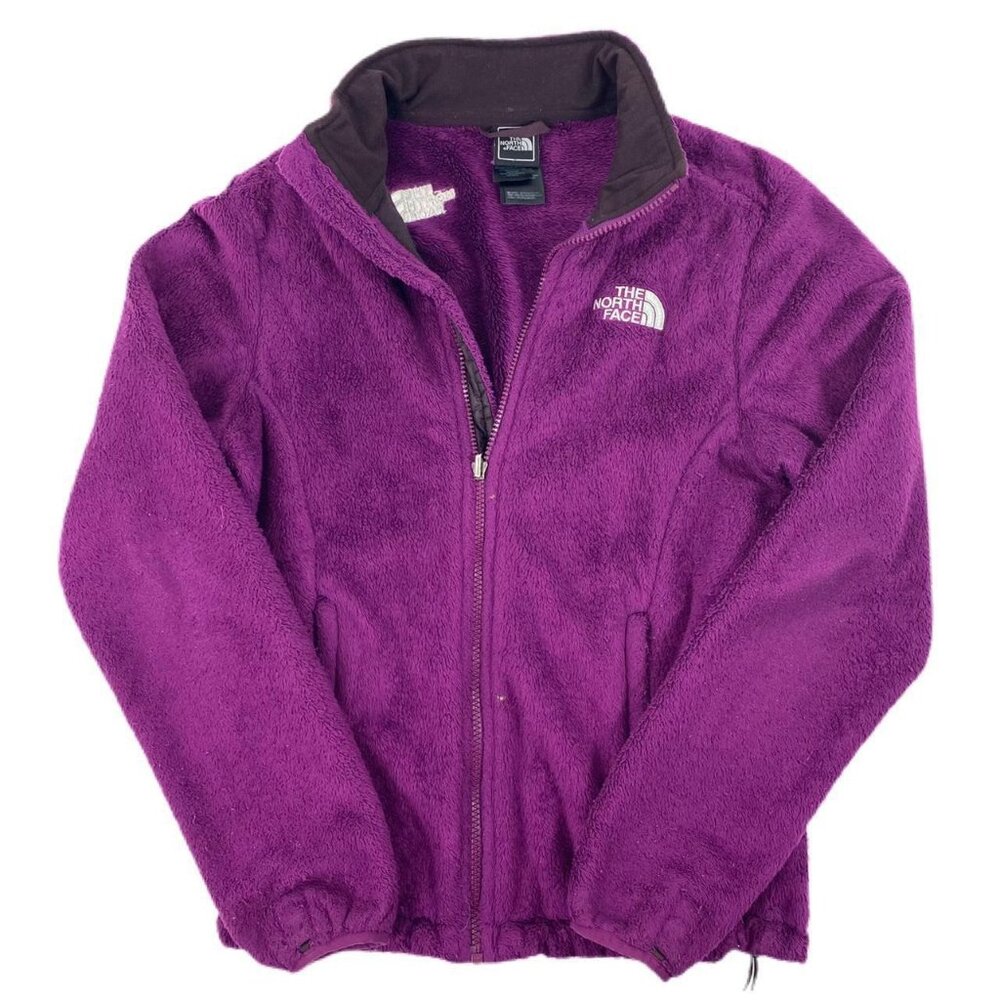 Womens The North Face Faux Fur Ositio Fleece Jacket Purple Size Small Full Zip